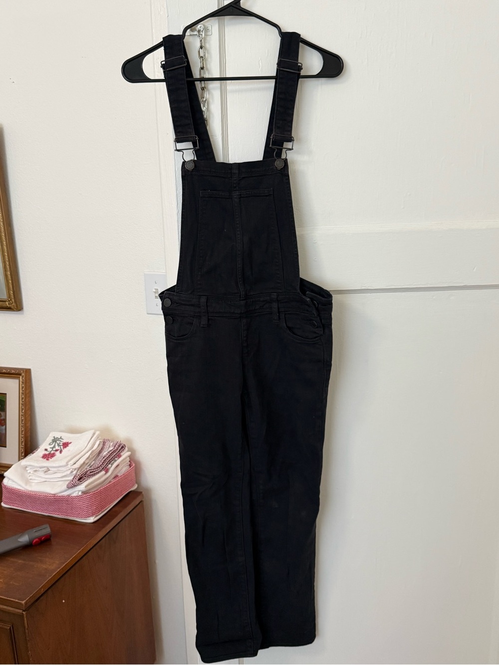 PAIGE Black Denim Women's Overalls with Front Bib